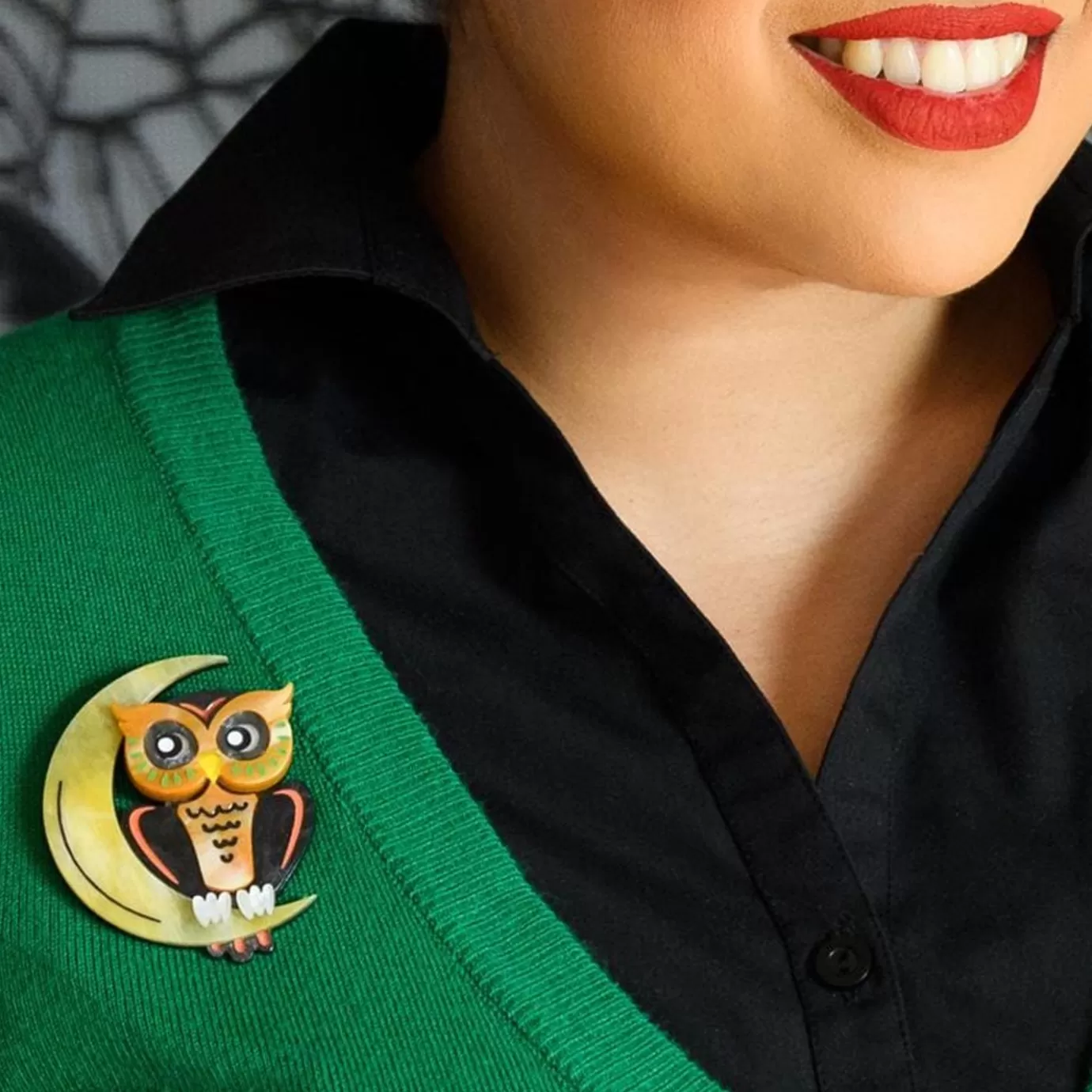 Erstwilder A Moon With View Owl Brooch* Brooches