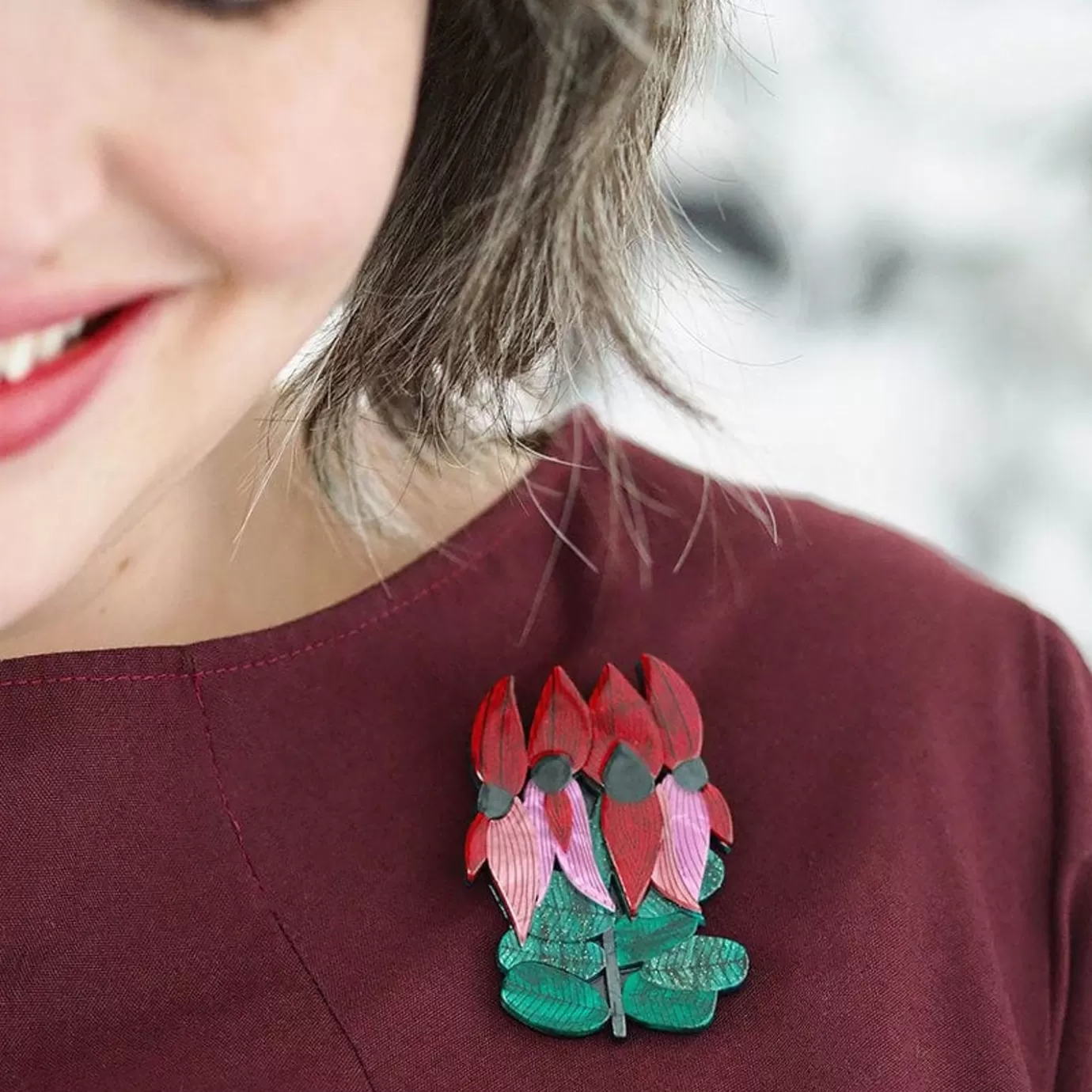 Erstwilder A Pleasing Desert Pea Brooch* Brooches