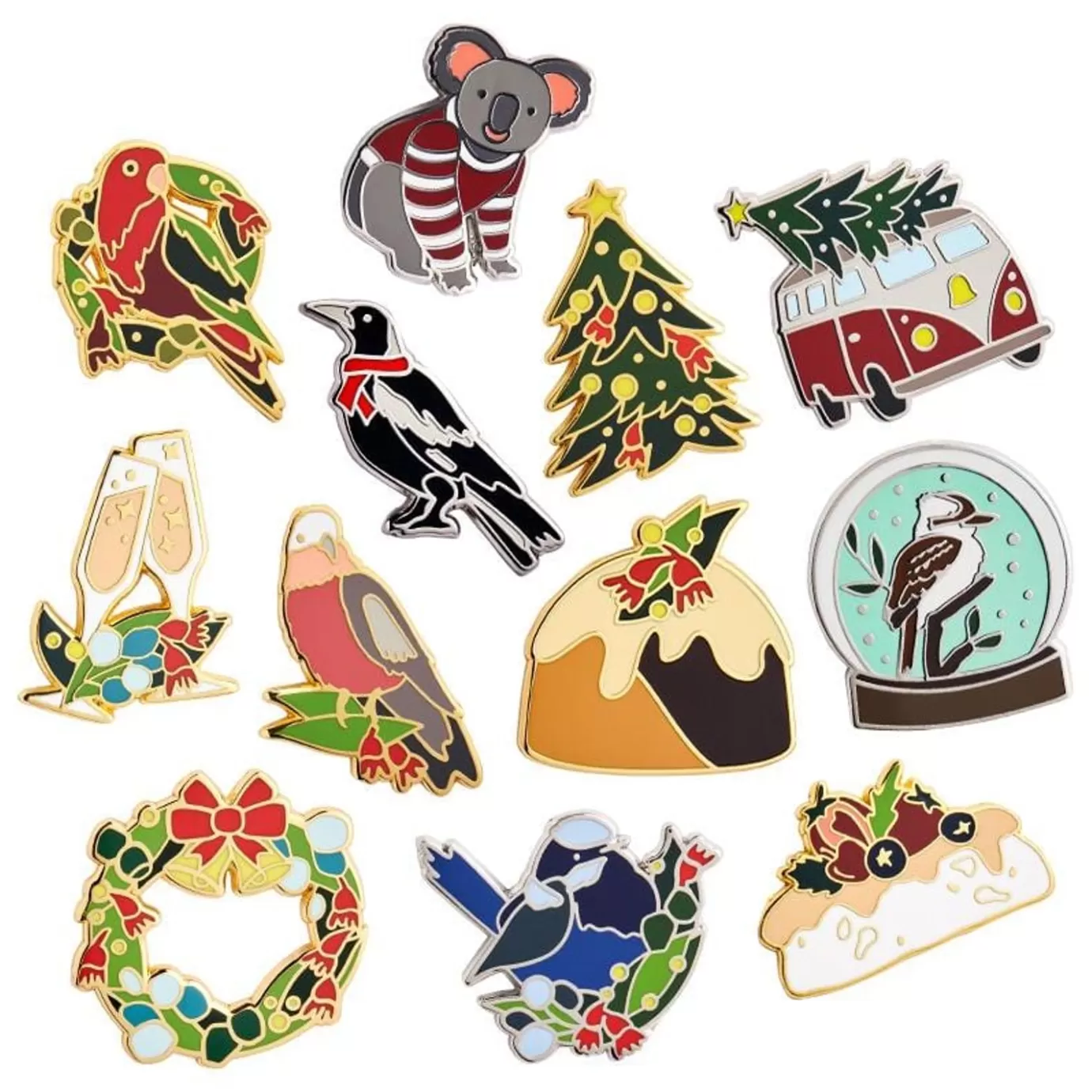 Erstwilder An Australian Christmas Complete Enamel Pin Pack - 12 Piece* Enamel Pins