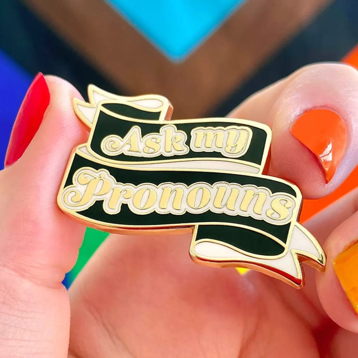 Erstwilder Ask My Pronouns Enamel Pin* Enamel Pins
