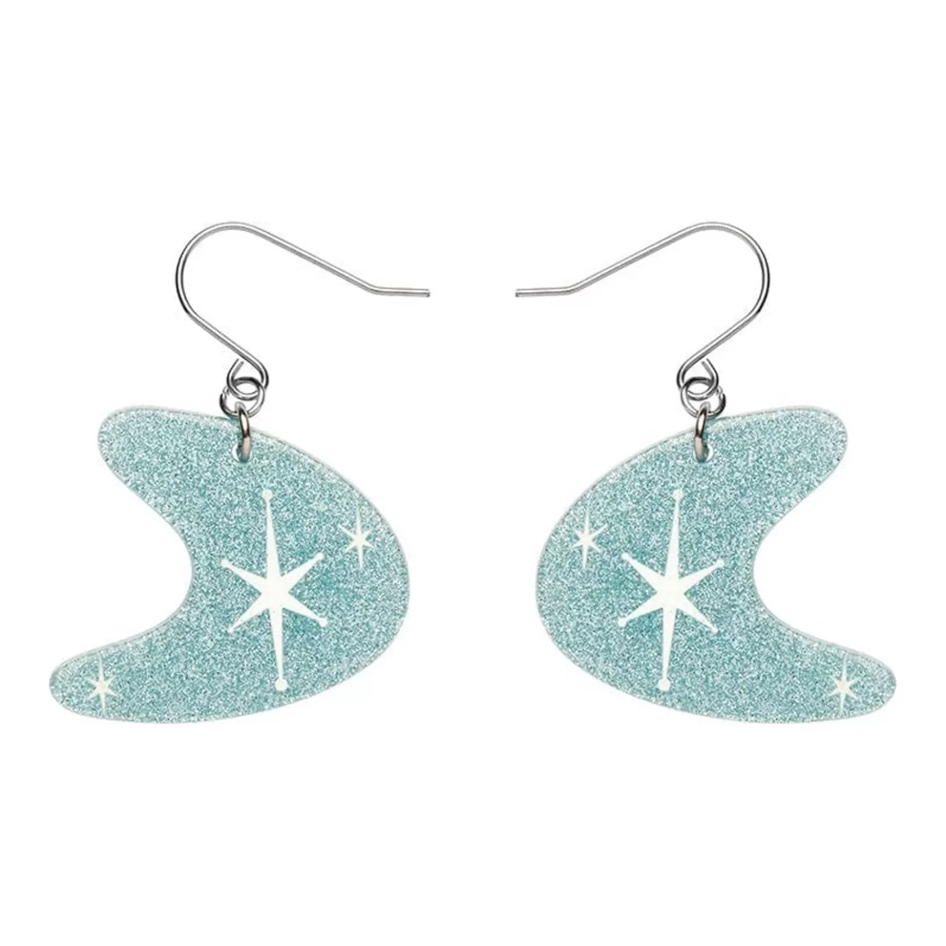 Erstwilder Atomic Boomerang Glitter Drop Earrings - Blue* Essential Earrings