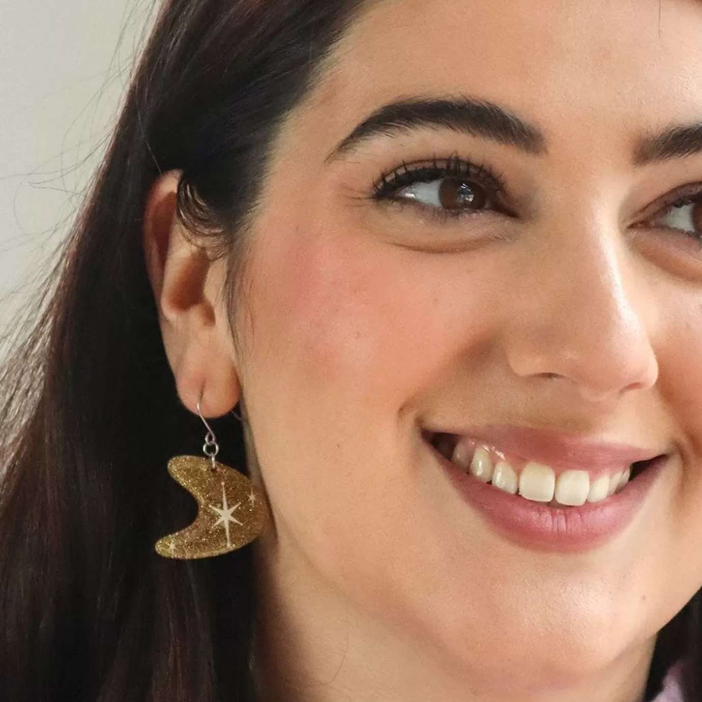 Erstwilder Atomic Boomerang Glitter Drop Earrings - Gold* Essential Earrings