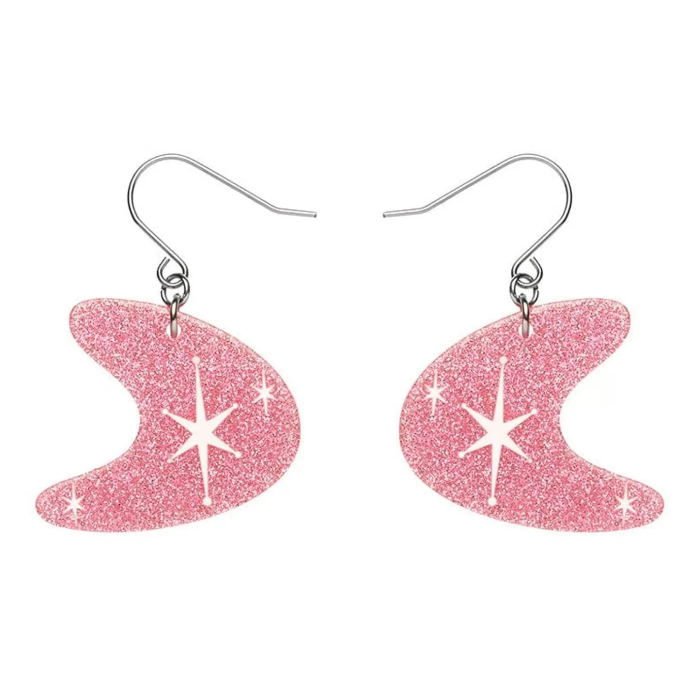 Erstwilder Atomic Boomerang Glitter Drop Earrings - Pink* Essential Earrings