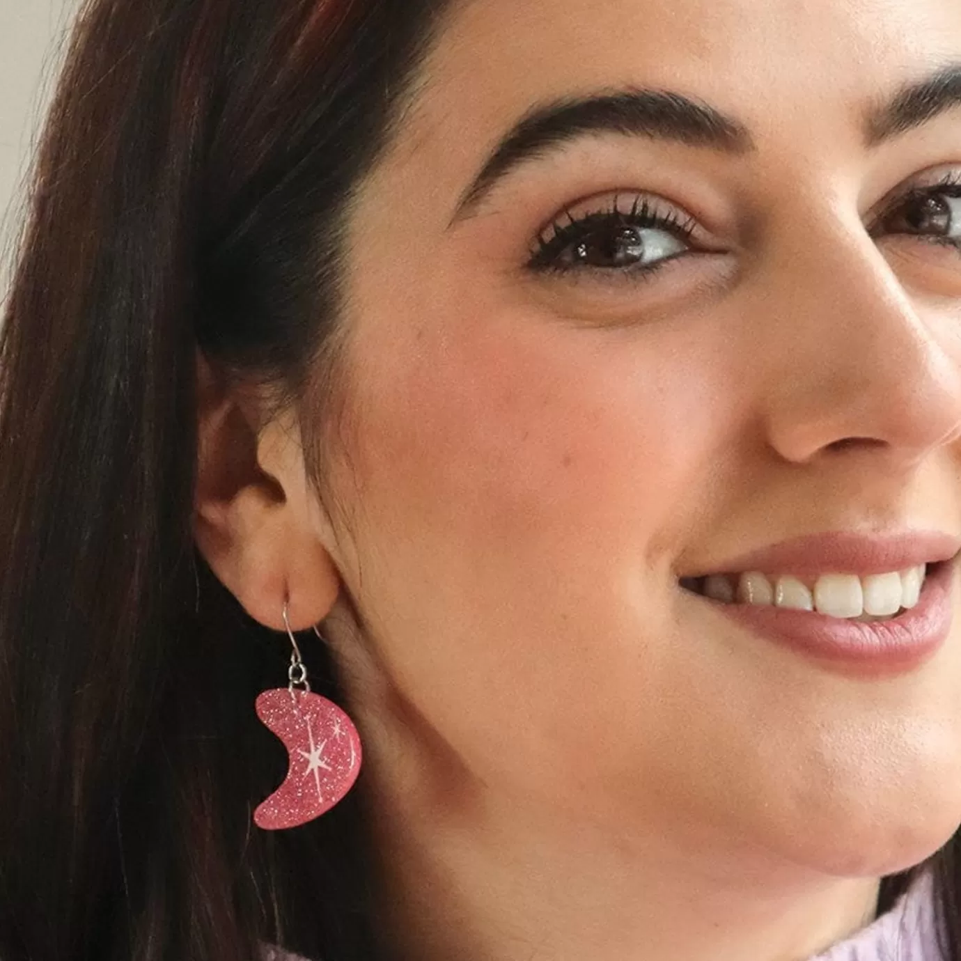 Erstwilder Atomic Boomerang Glitter Drop Earrings - Pink* Essential Earrings