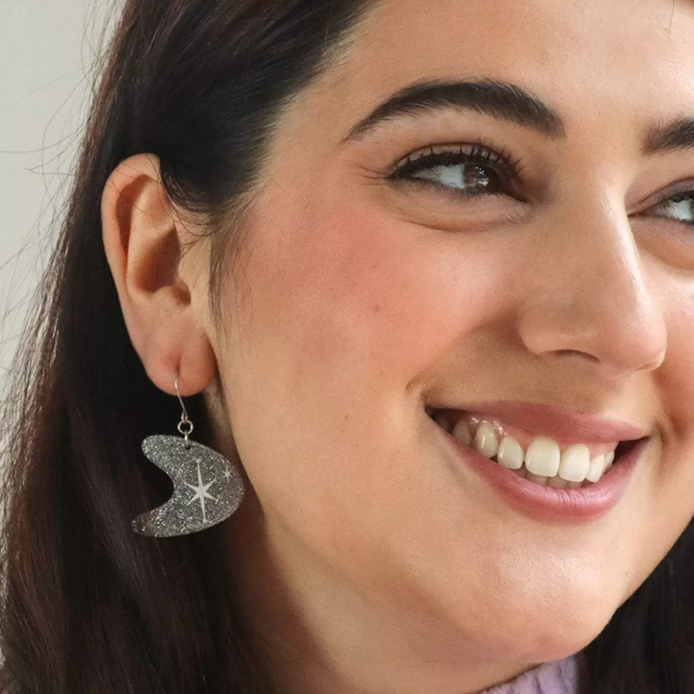 Erstwilder Atomic Boomerang Glitter Drop Earrings - Silver* Essential Earrings
