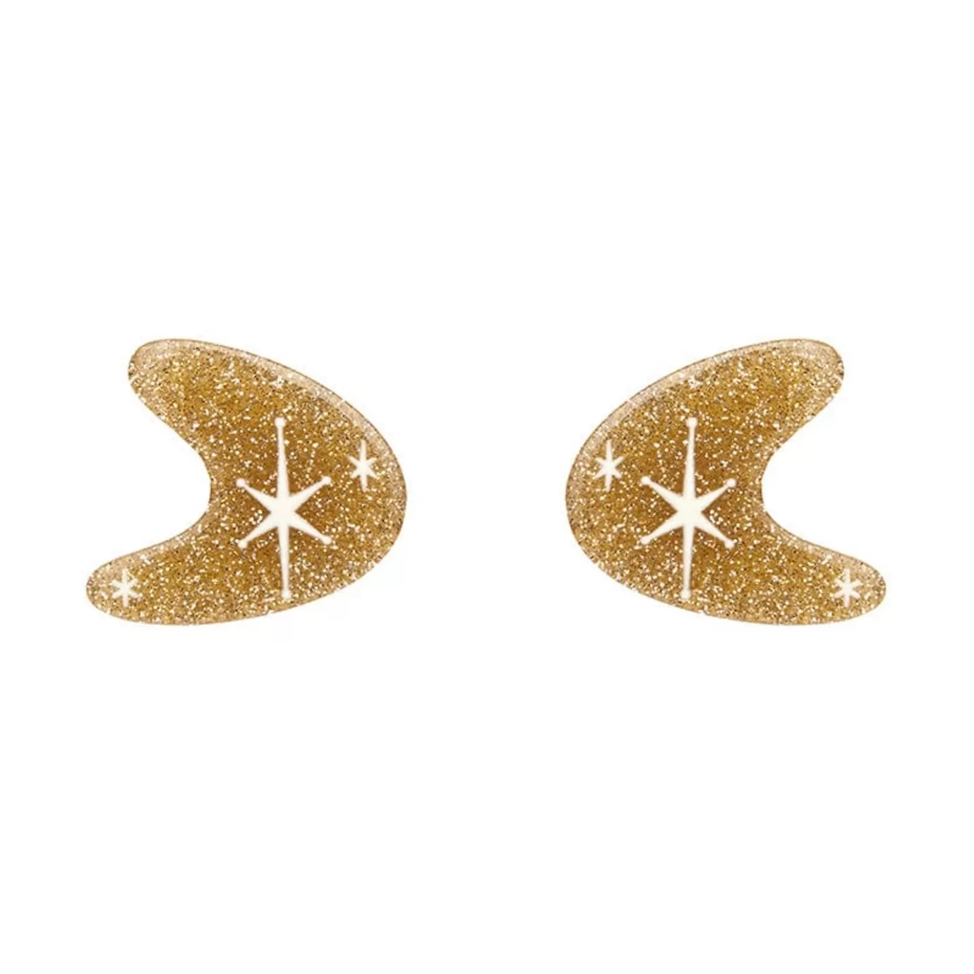 Erstwilder Atomic Boomerang Glitter Stud Earrings - Gold* Essential Earrings
