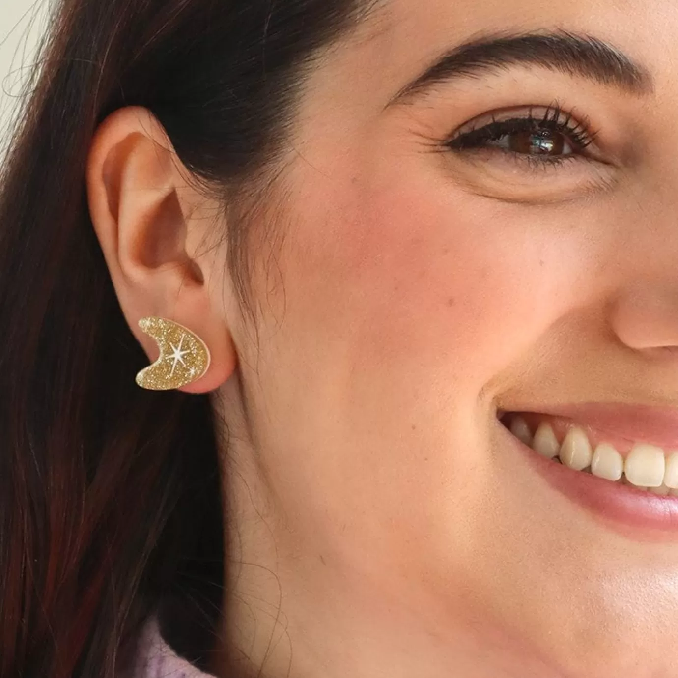 Erstwilder Atomic Boomerang Glitter Stud Earrings - Gold* Essential Earrings