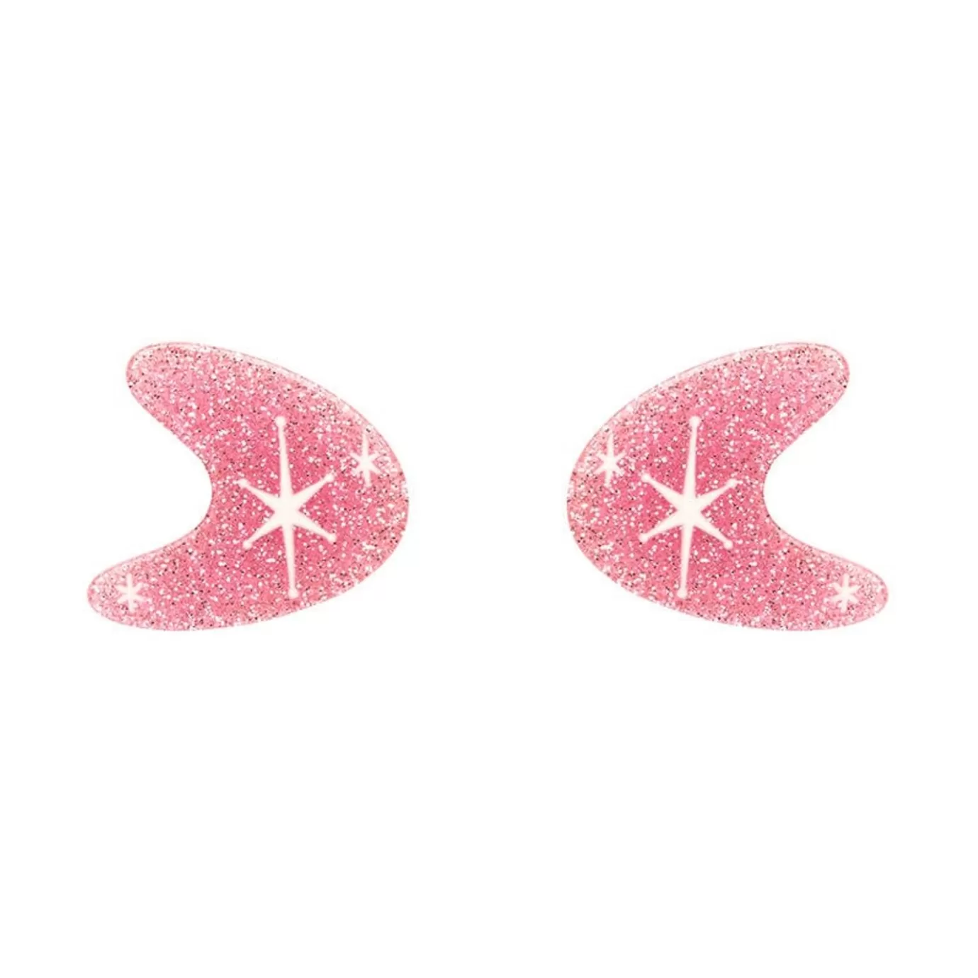Erstwilder Atomic Boomerang Glitter Stud Earrings - Pink* Essential Earrings