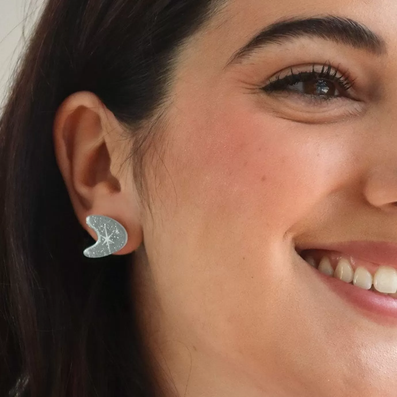Erstwilder Atomic Boomerang Glitter Stud Earrings - Silver* Essential Earrings