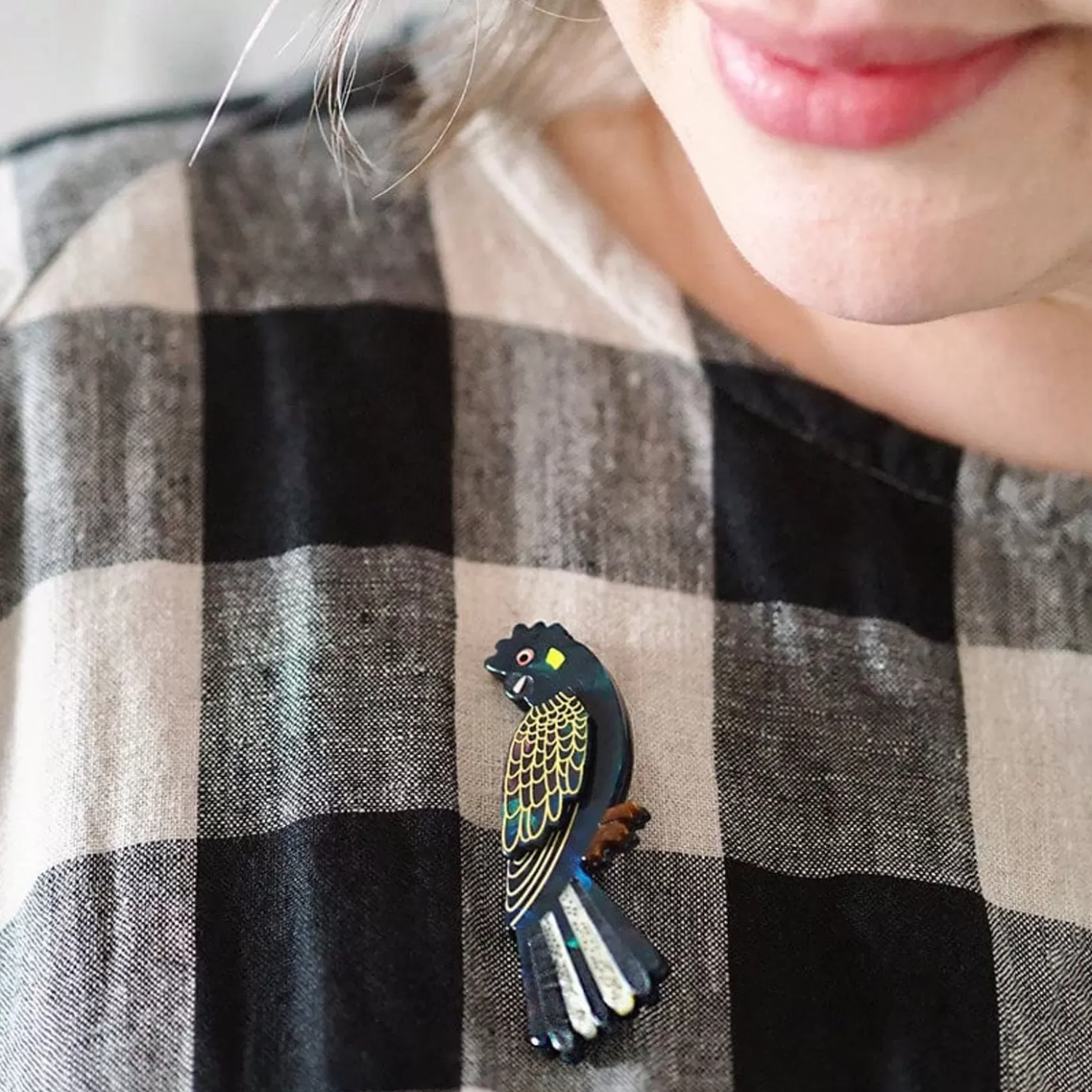 Erstwilder Bella The Black Cockatoo Brooch* Brooches