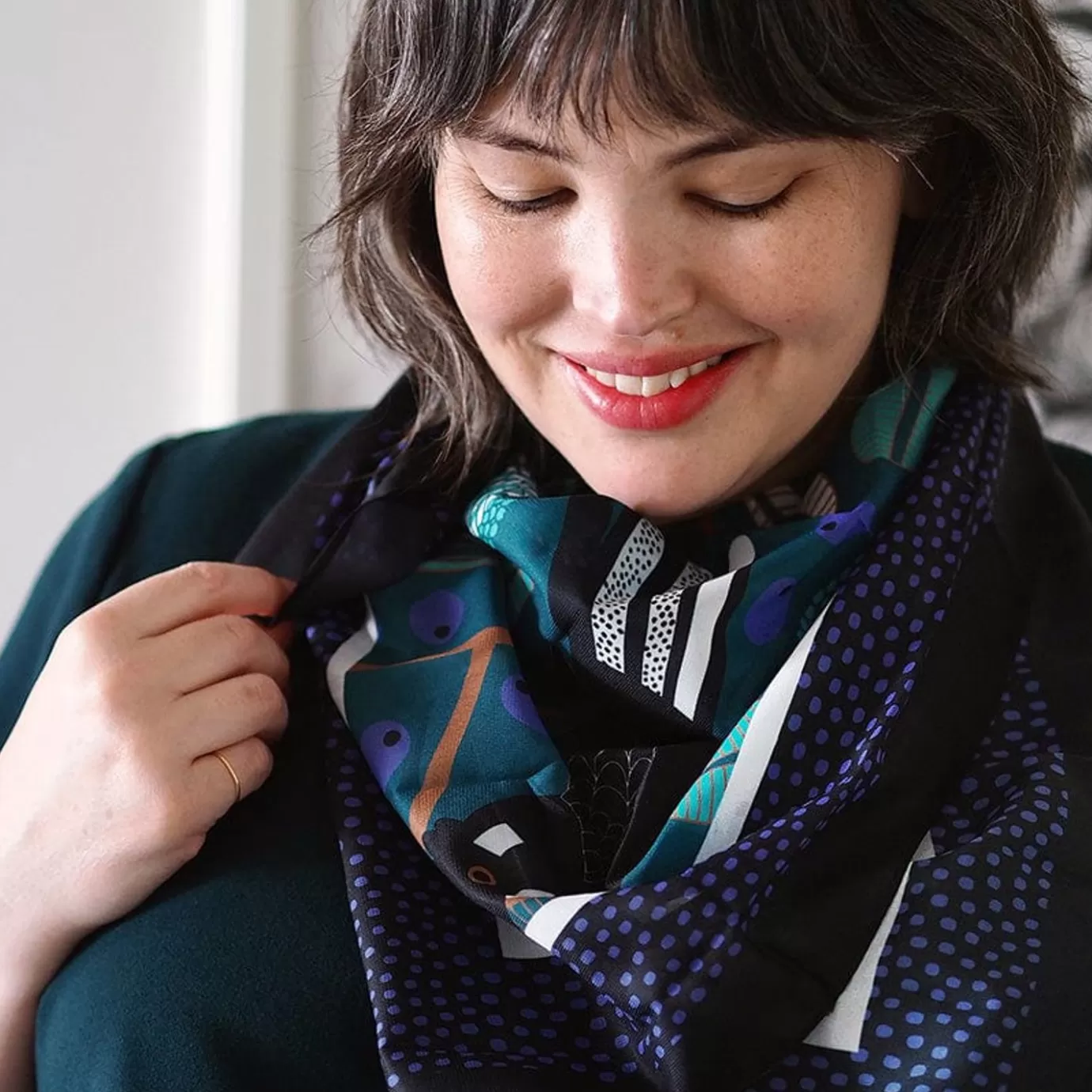 Erstwilder Bella The Black Cockatoo Square Scarf* Scarves
