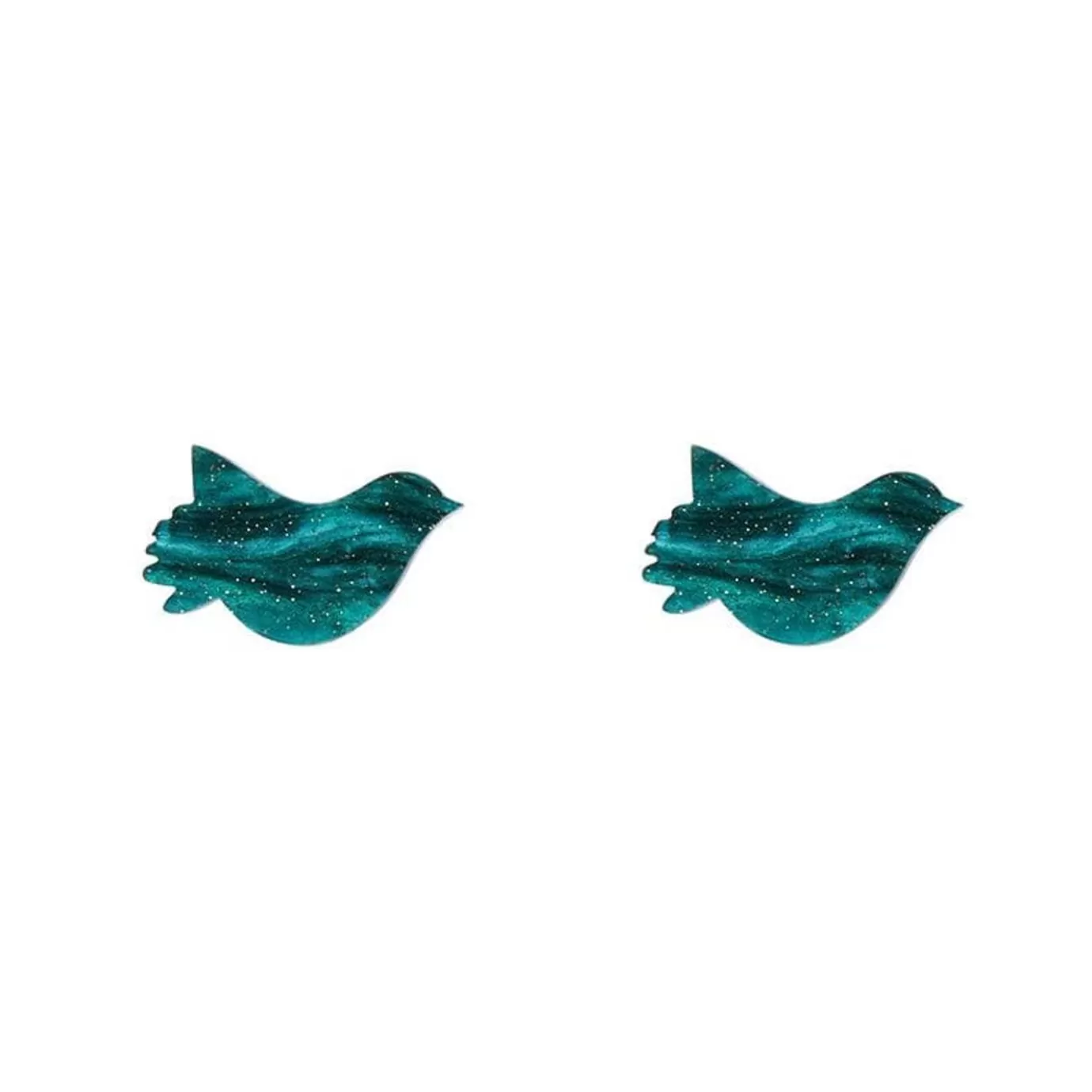 Erstwilder Bird Ripple Glitter Resin Stud Earrings - Green* Essential Earrings