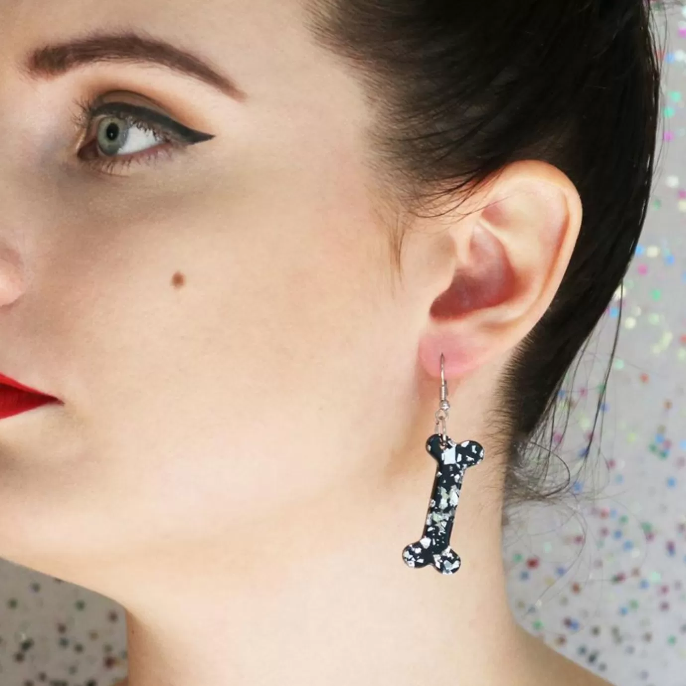 Erstwilder Bones Chunky Glitter Resin Drop Earrings - White* Essential Earrings