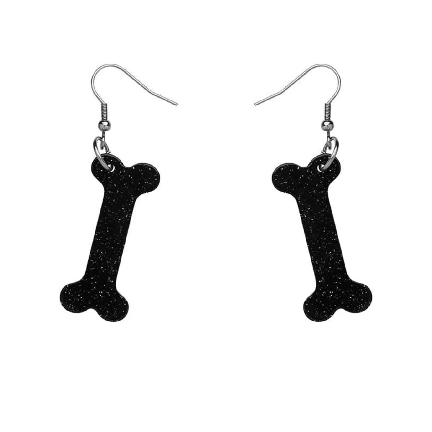 Erstwilder Bones Glitter Resin Drop Earrings - Black* Essential Earrings
