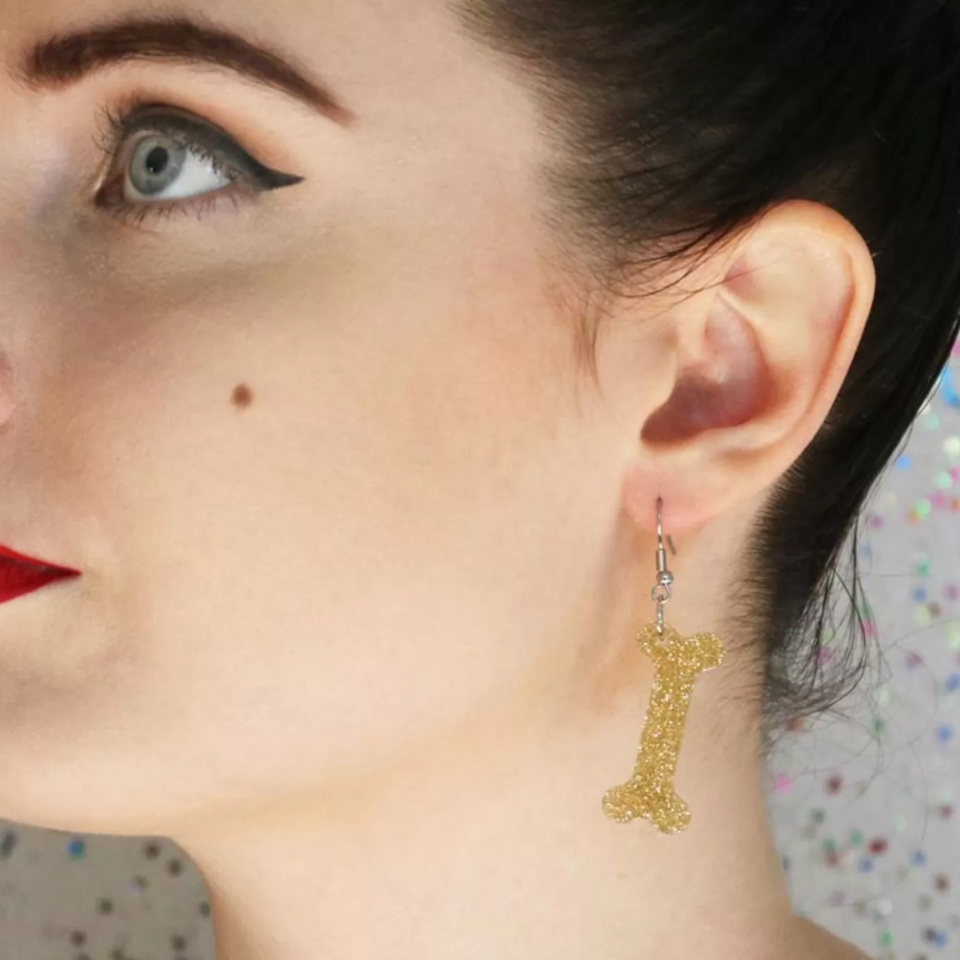 Erstwilder Bones Glitter Resin Drop Earrings - Gold* Essential Earrings