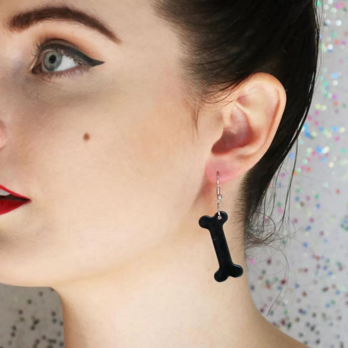 Erstwilder Bones Ripple Resin Drop Earrings - Black* Essential Earrings