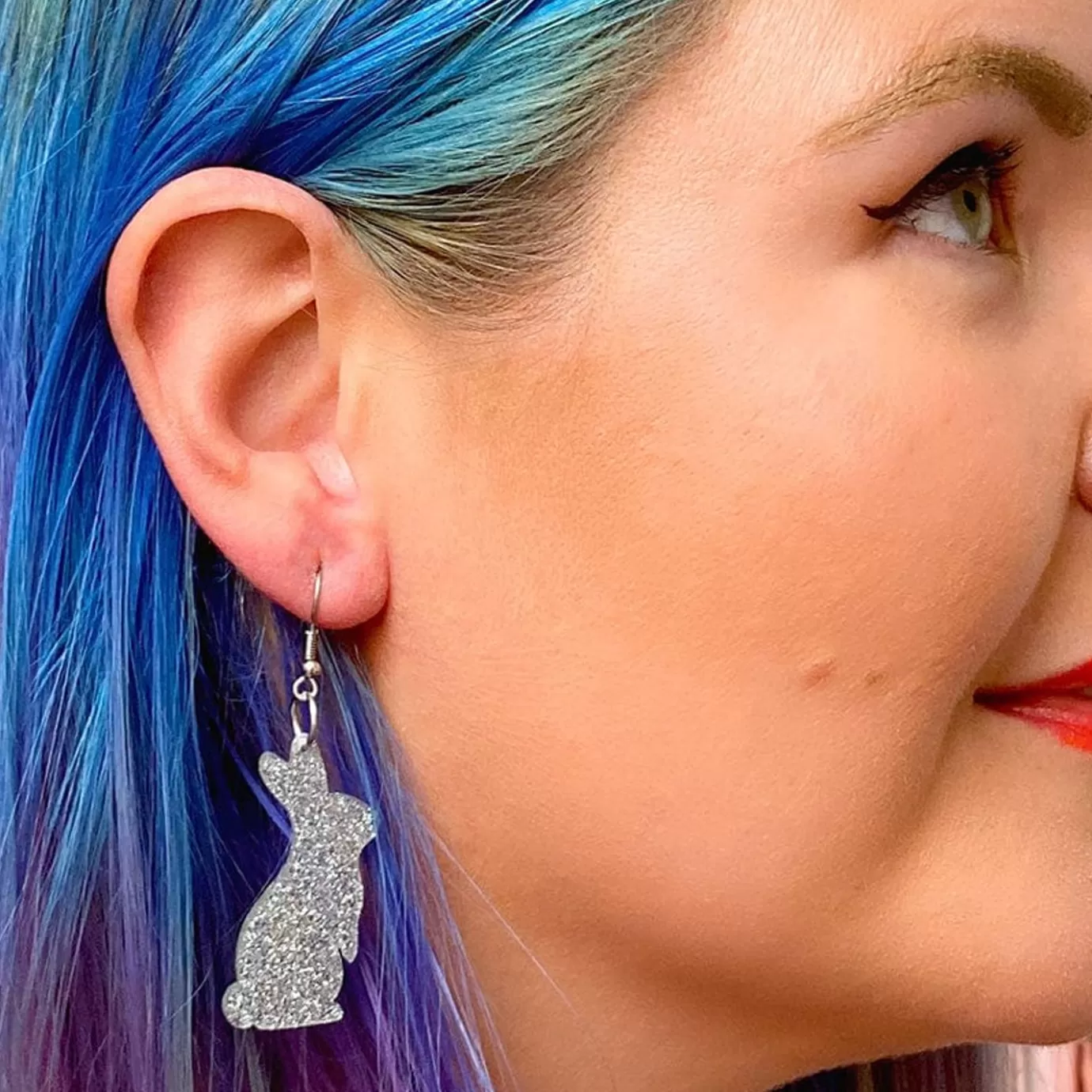 Erstwilder Bunny Glitter Resin Drop Earrings - Silver* Essential Earrings