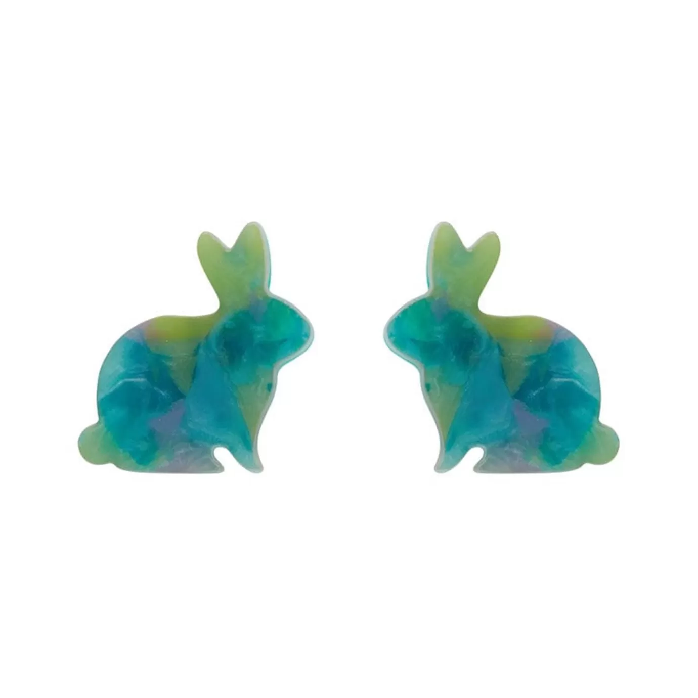 Erstwilder Bunny Mottled Resin Stud Earrings - Green* Essential Earrings