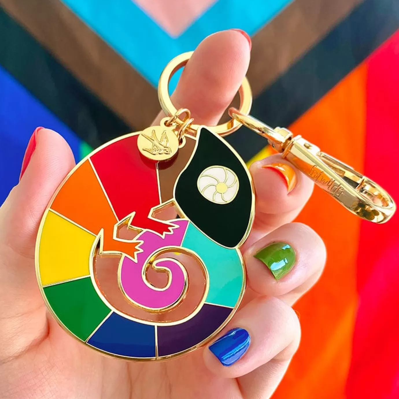 Erstwilder Carmel'S Colourful Chameleon Enamel Key Ring* Enamel Key Rings