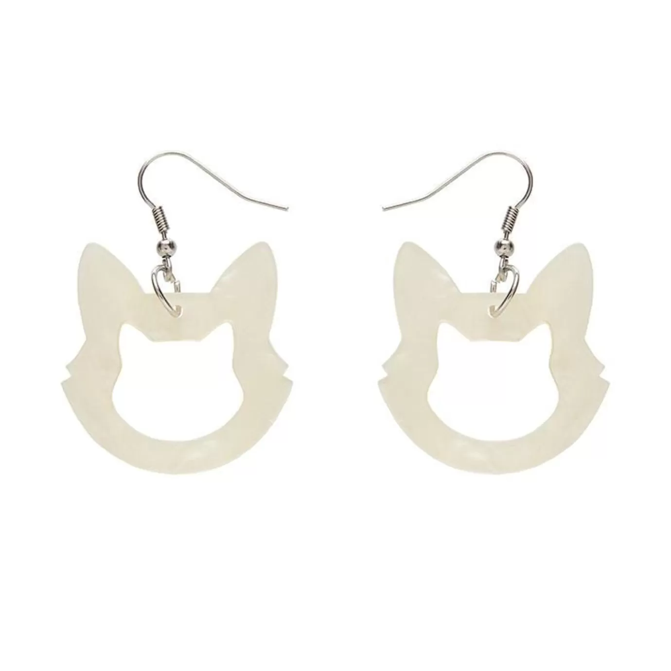 Erstwilder Cat Head Glitter Resin Drop Earrings - White* Essential Earrings
