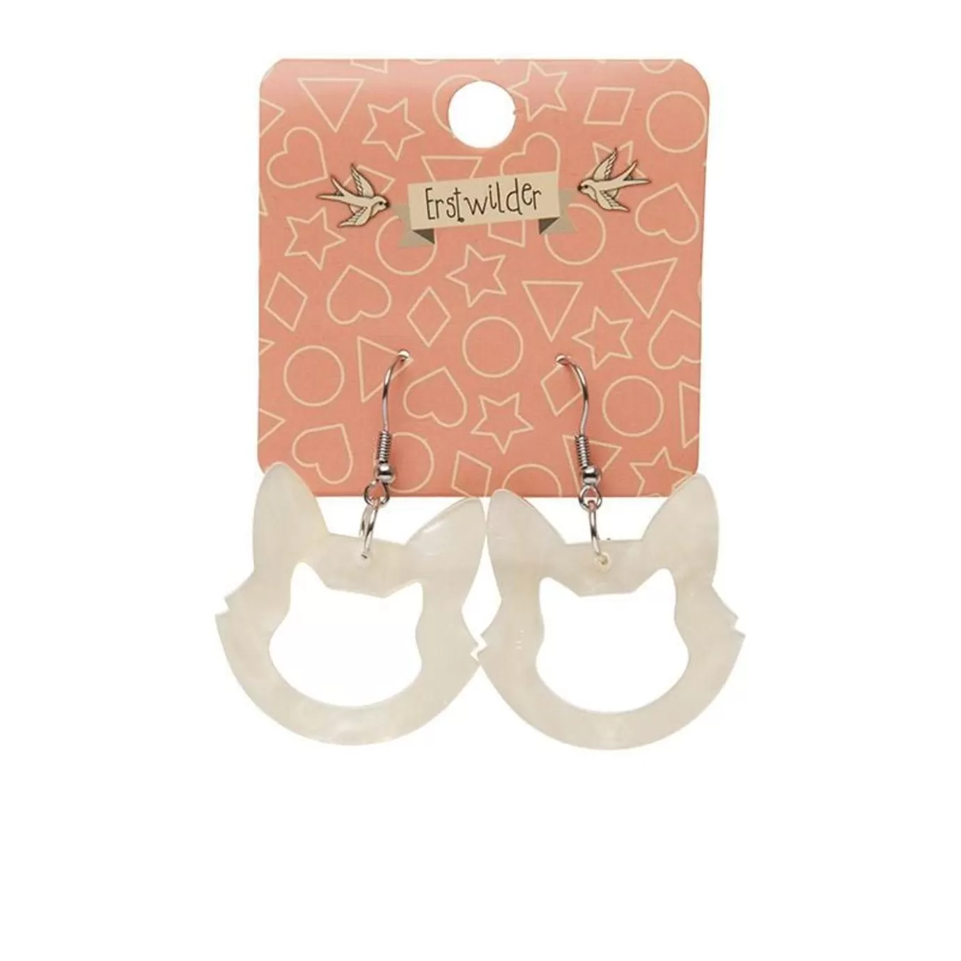 Erstwilder Cat Head Glitter Resin Drop Earrings - White* Essential Earrings