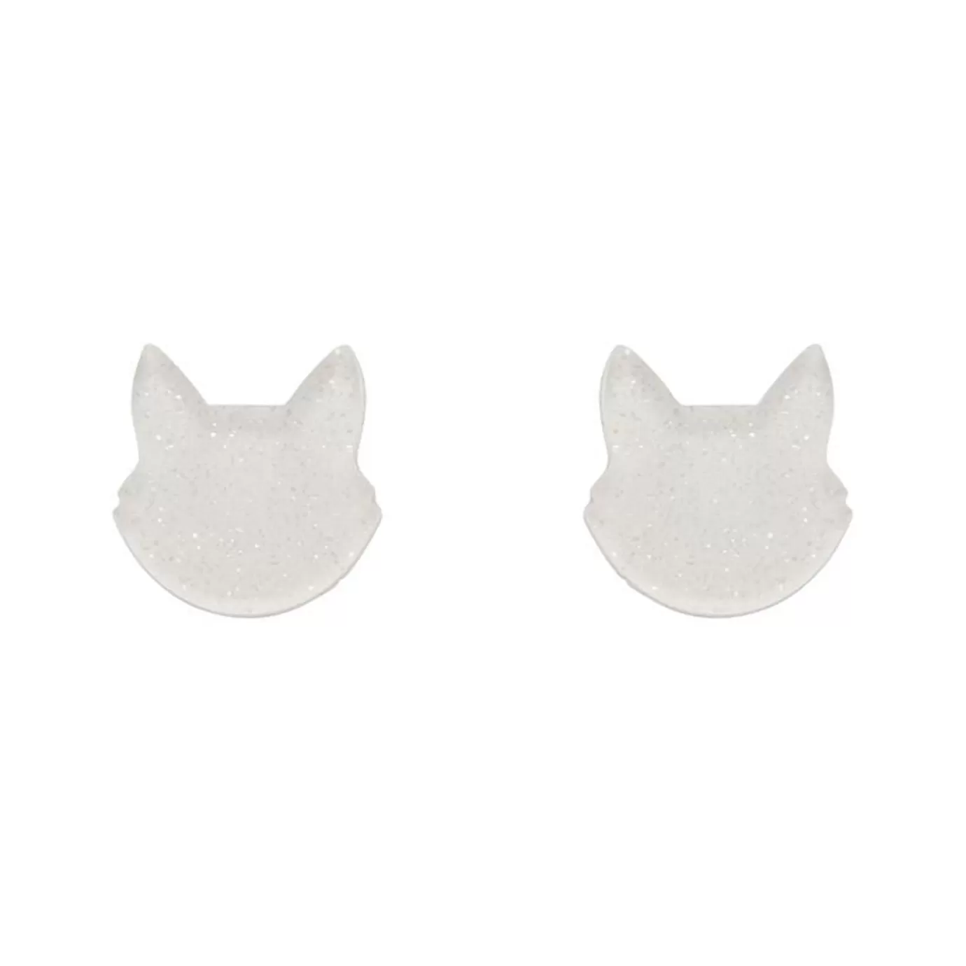 Erstwilder Cat Head Glitter Resin Stud Earrings - White* Essential Earrings