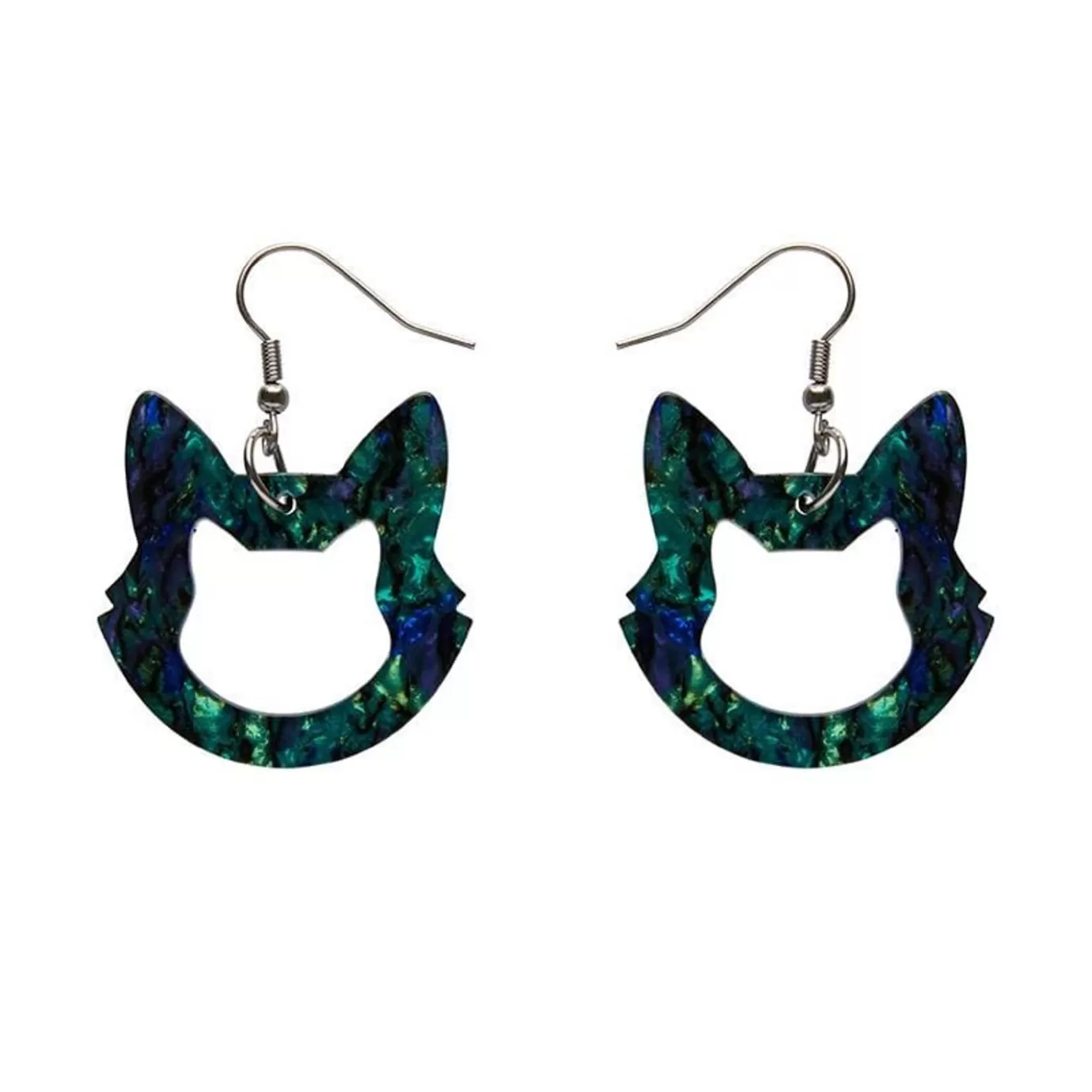 Erstwilder Cat Head Lava Resin Drop Earrings - Green* Essential Earrings