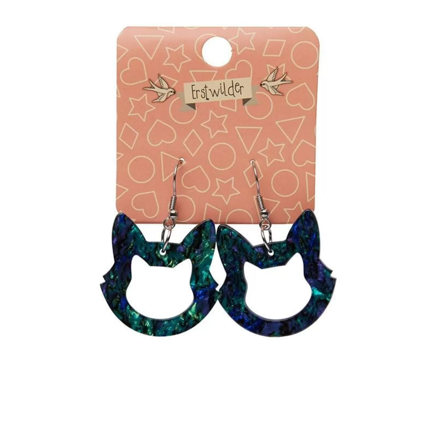 Erstwilder Cat Head Lava Resin Drop Earrings - Green* Essential Earrings