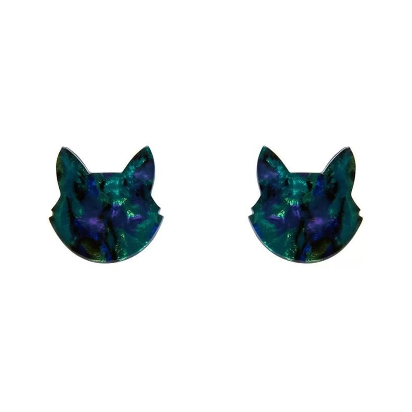 Erstwilder Cat Head Lava Resin Stud Earrings - Green* Essential Earrings