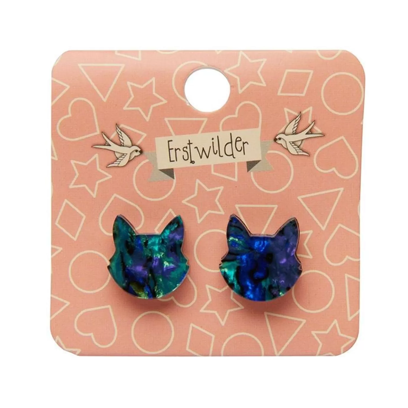 Erstwilder Cat Head Lava Resin Stud Earrings - Green* Essential Earrings
