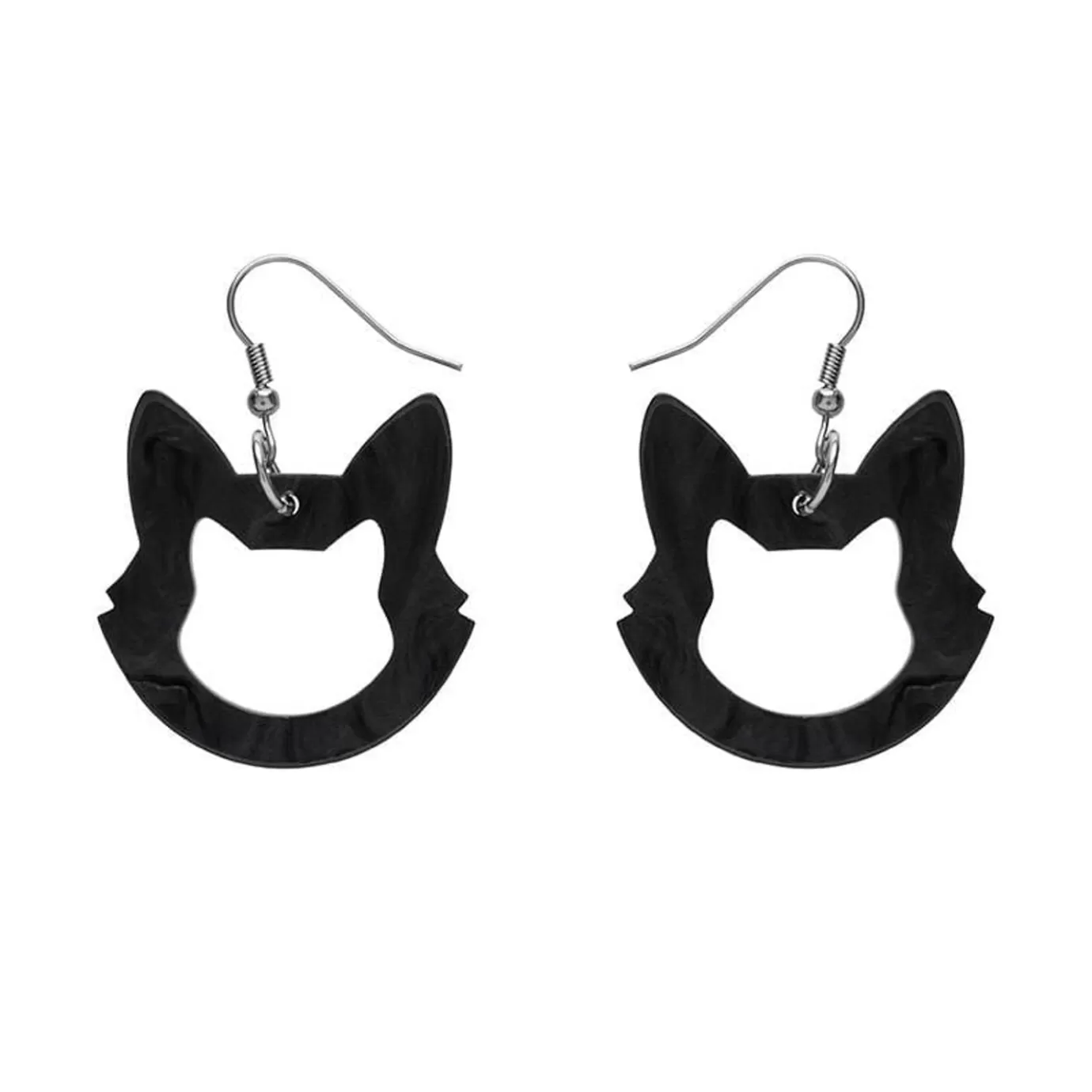 Erstwilder Cat Head Ripple Resin Drop Earrings - Black* Essential Earrings