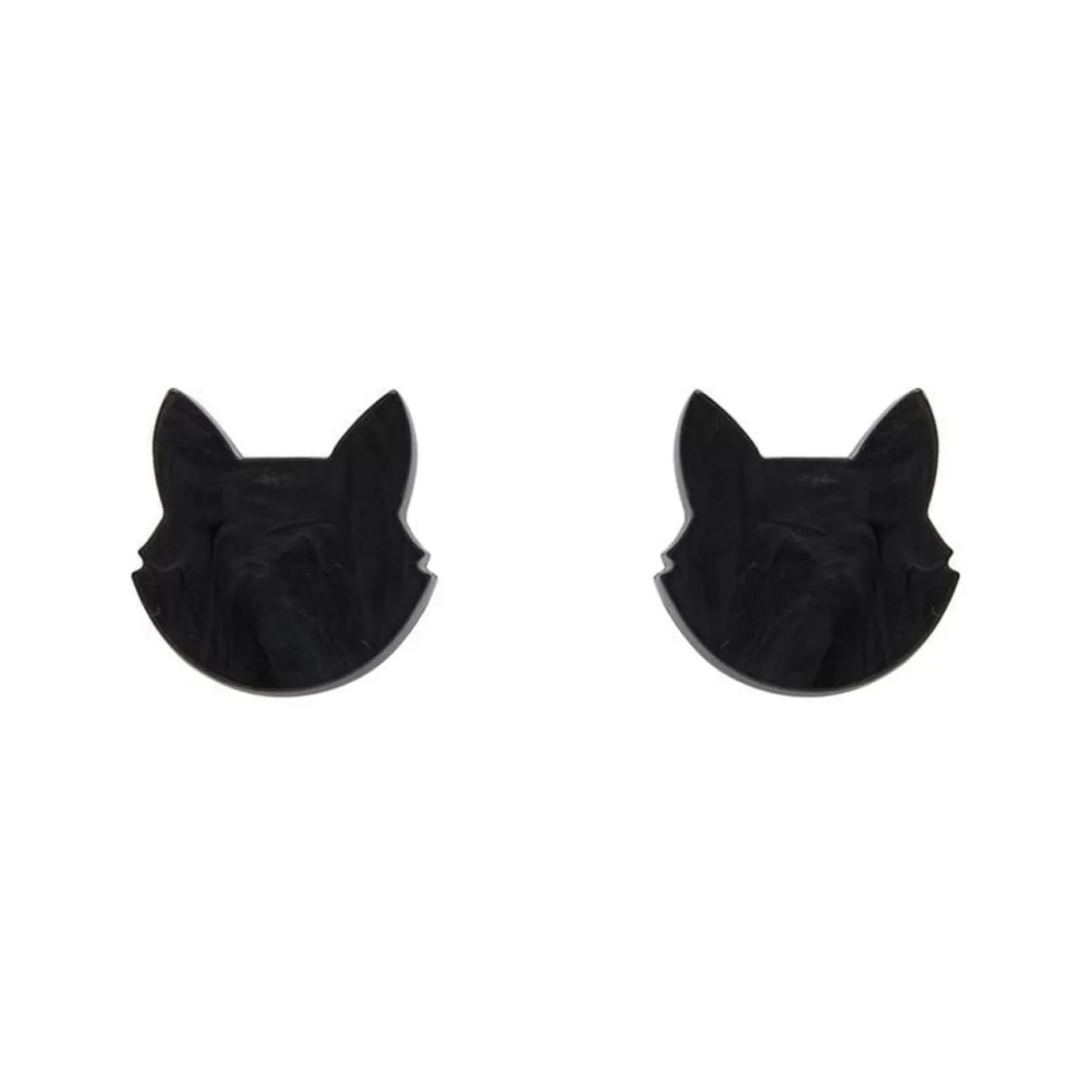 Erstwilder Cat Head Ripple Resin Stud Earrings - Black* Essential Earrings