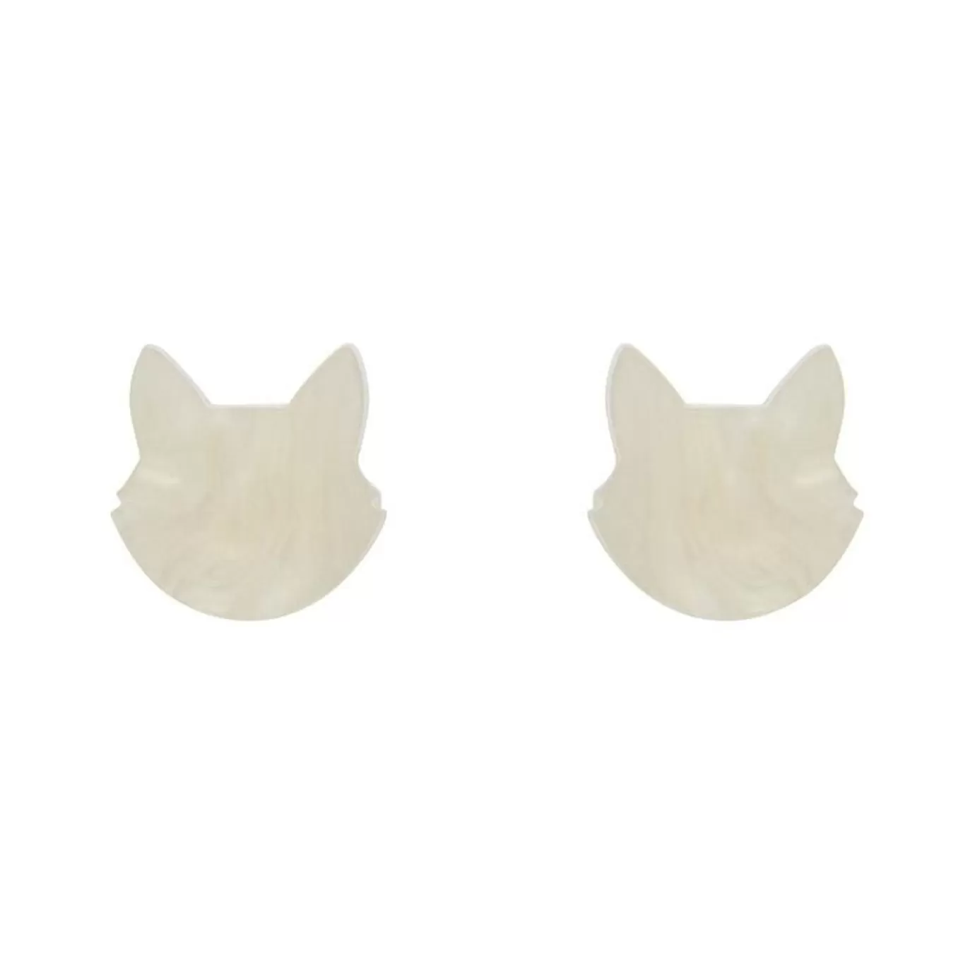 Erstwilder Cat Head Ripple Resin Stud Earrings - White* Essential Earrings