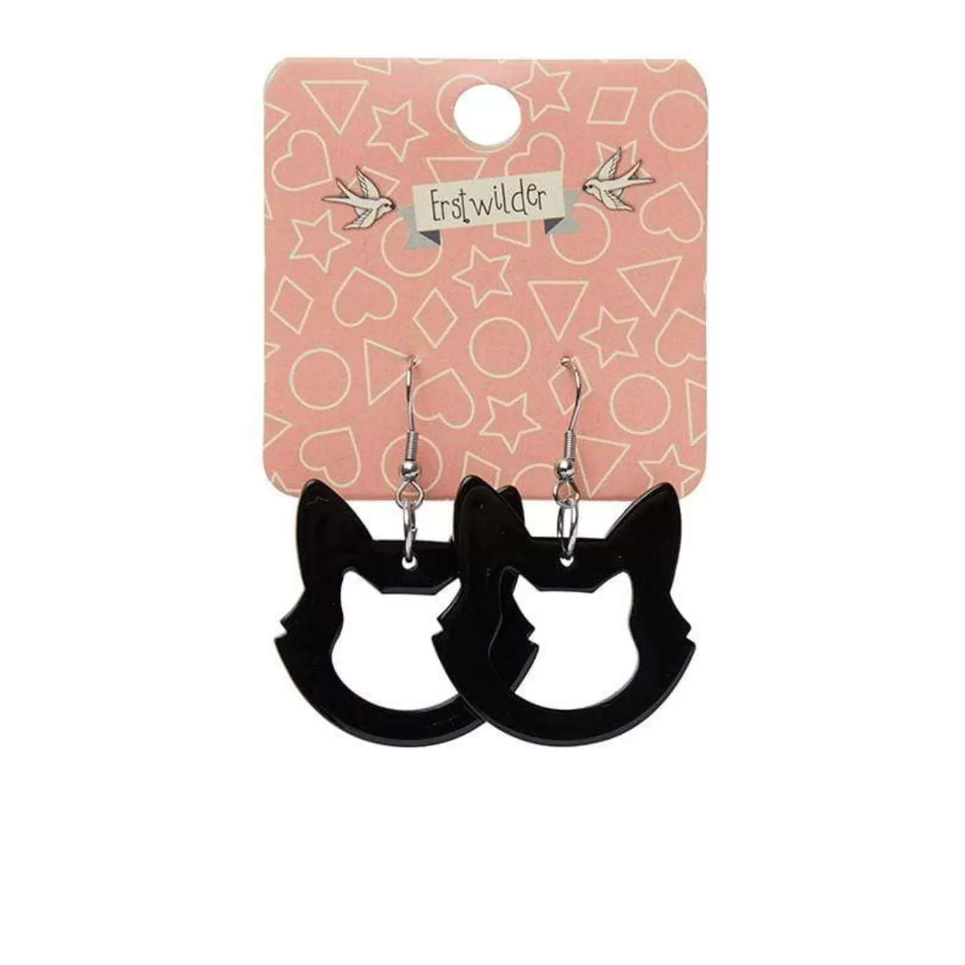 Erstwilder Cat Head Solid Resin Drop Earrings - Black* Essential Earrings