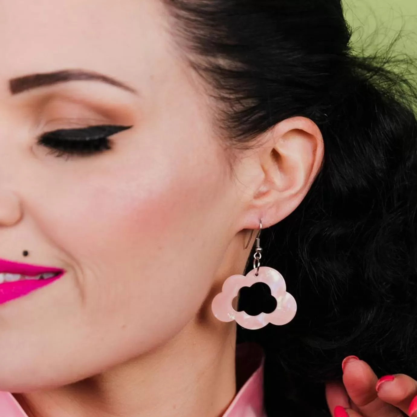Erstwilder Cloud Solid Glitter Resin Drop Earrings - Pink* Essential Earrings