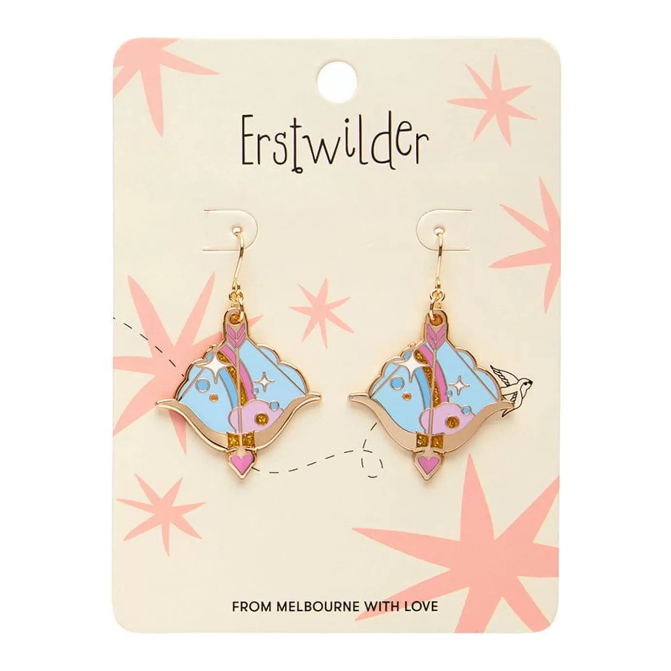 Erstwilder Cupid'S Aim Enamel Drop Earrings* Enamel Earrings