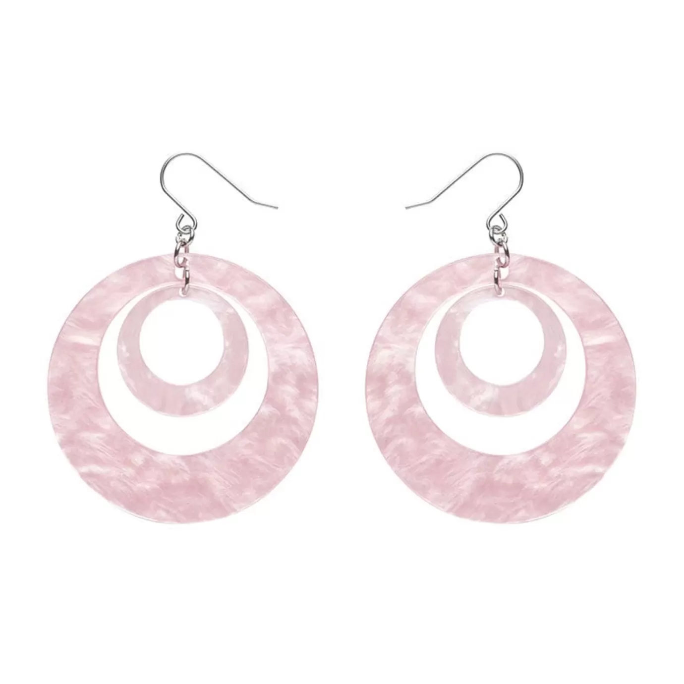 Erstwilder Double Hoop Ripple Drop Earrings - Pink* Essential Earrings