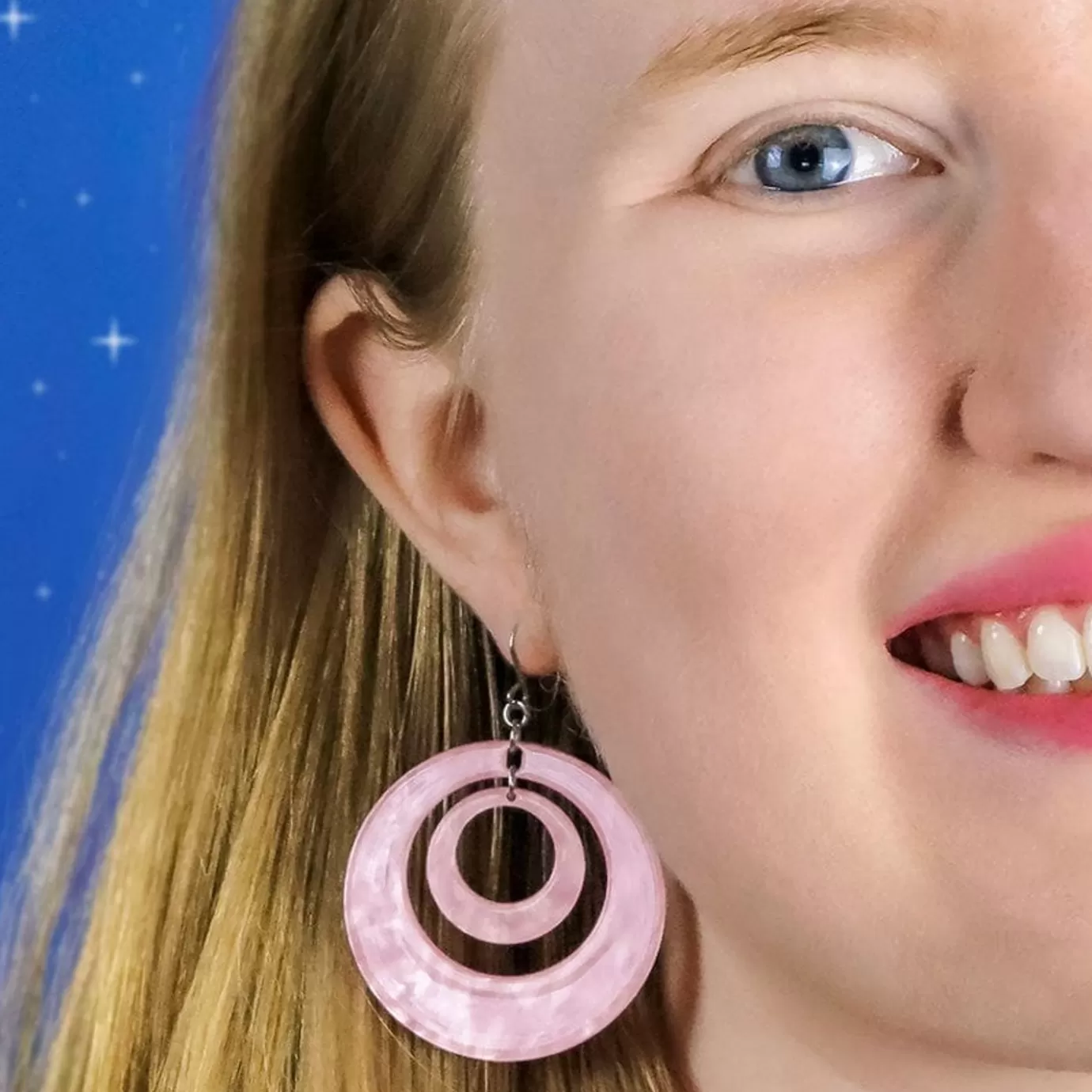 Erstwilder Double Hoop Ripple Drop Earrings - Pink* Essential Earrings