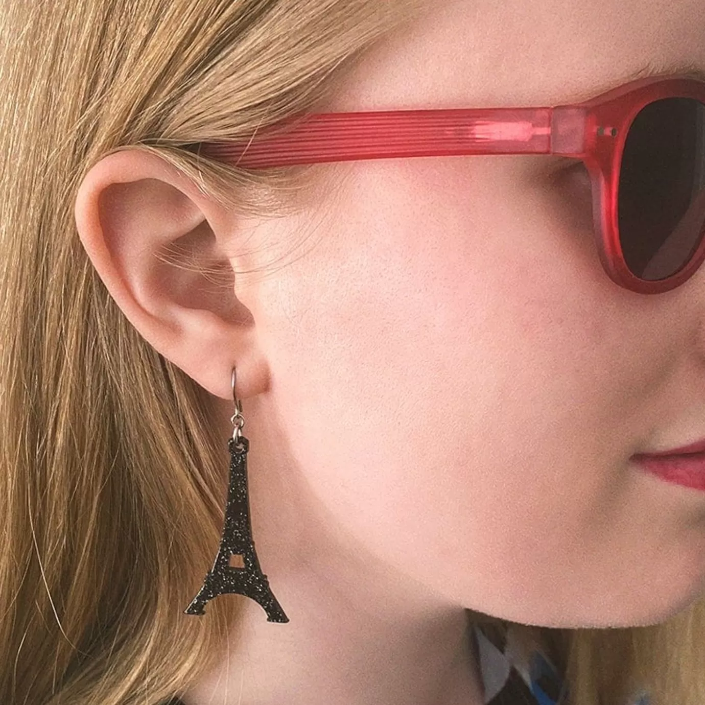 Erstwilder Eiffel Tower Glitter Resin Drop Earrings - Black* Essential Earrings