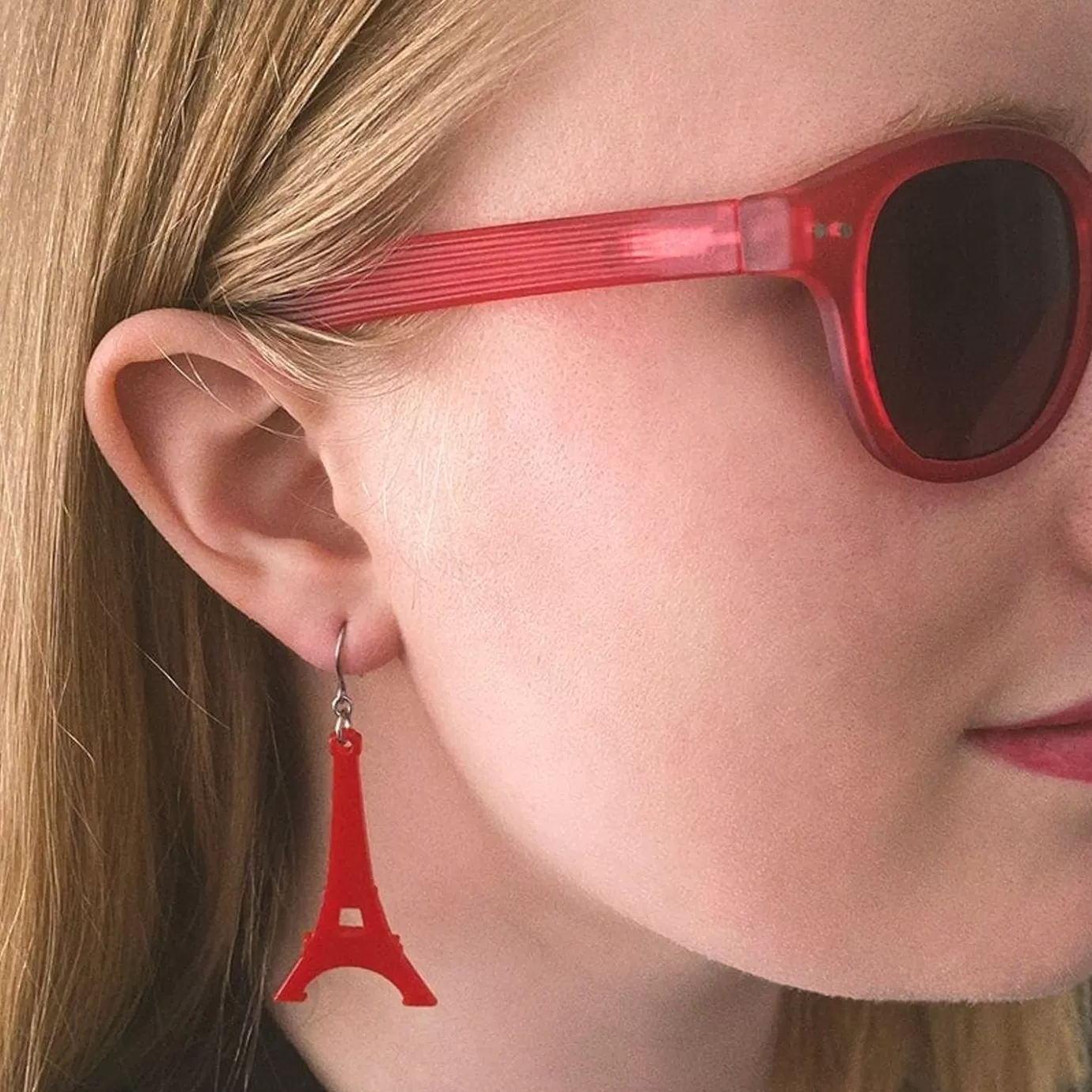 Erstwilder Eiffel Tower Solid Resin Drop Earrings - Red* Essential Earrings