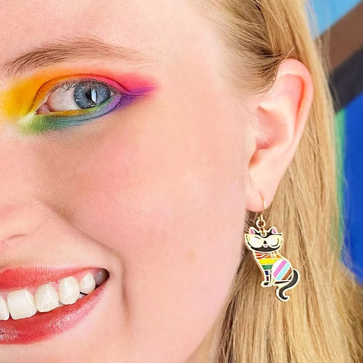 Erstwilder Elissa The Rainbow Cat Enamel Drop Earrings* Enamel Earrings