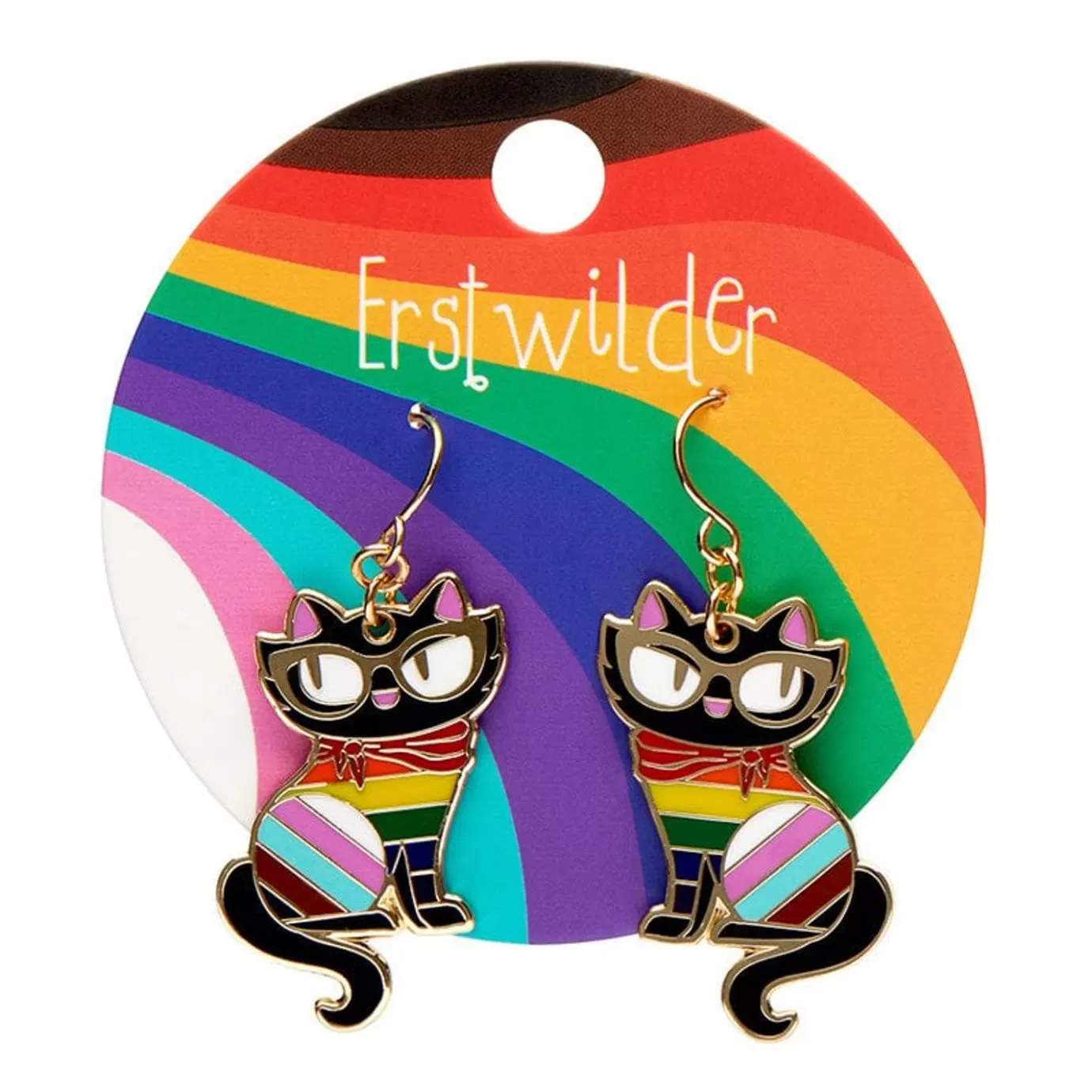 Erstwilder Elissa The Rainbow Cat Enamel Drop Earrings* Enamel Earrings