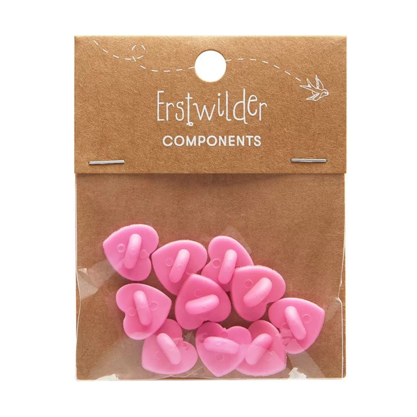 Erstwilder Enamel Pin Rubber Heart Locking Clasp 10-Pack - Pink* Components