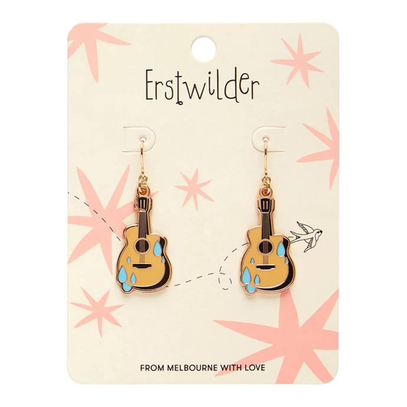 Erstwilder Guitar Blues Enamel Drop Earrings* Enamel Earrings