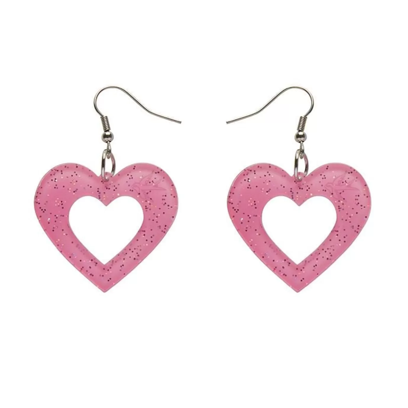 Erstwilder Heart Glitter Resin Drop Earrings - Pink* Essential Earrings