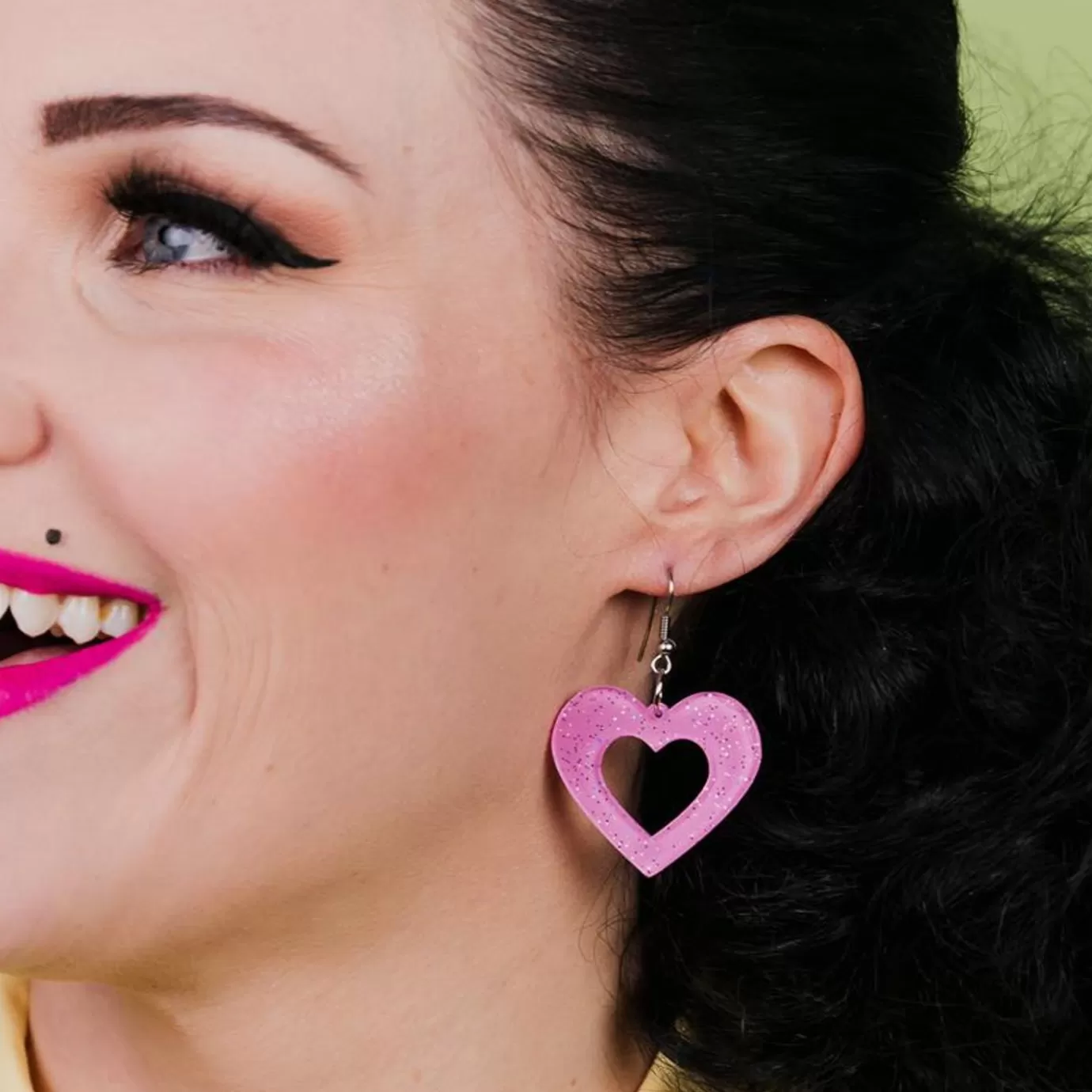 Erstwilder Heart Glitter Resin Drop Earrings - Pink* Essential Earrings