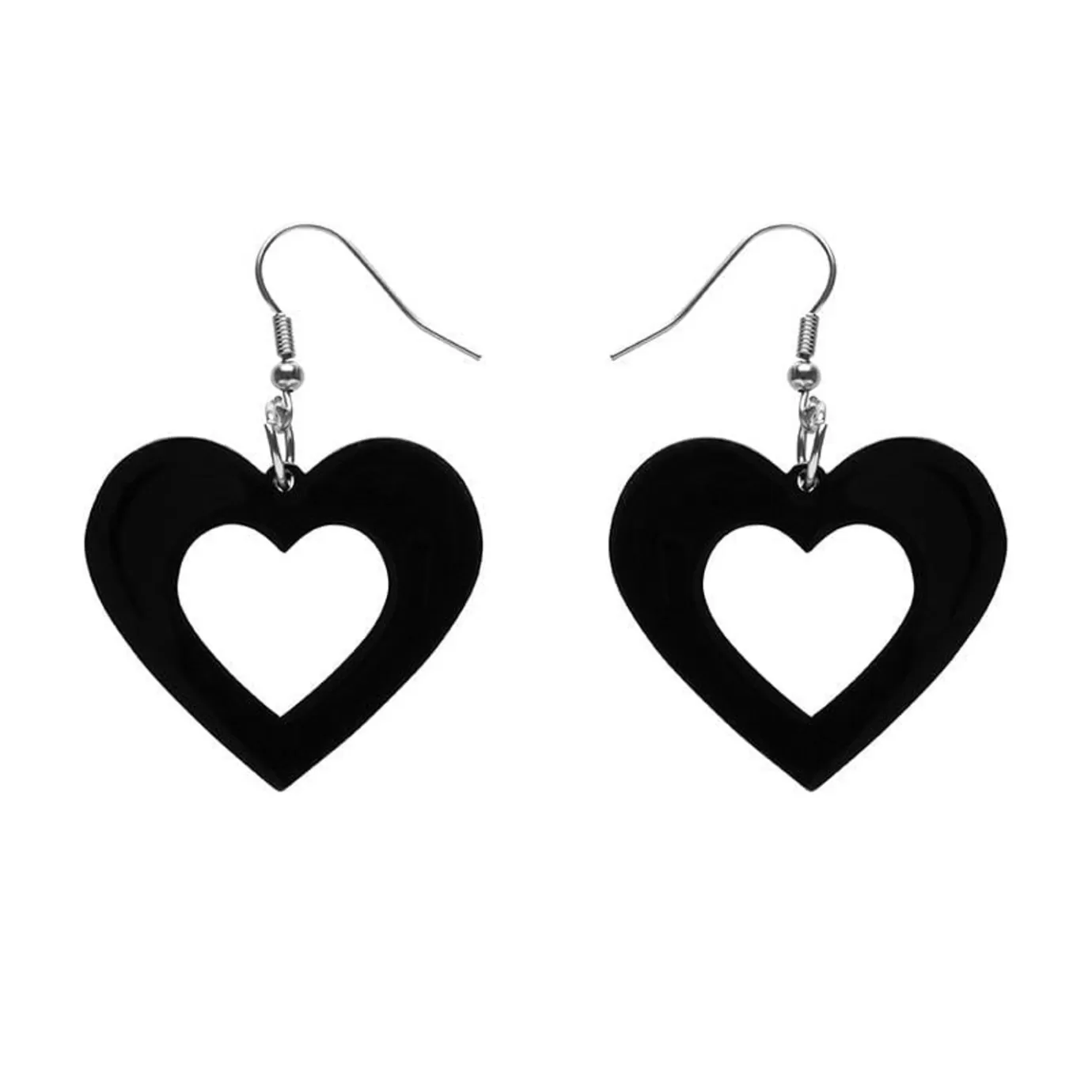 Erstwilder Heart Solid Resin Drop Earrings - Black* Essential Earrings