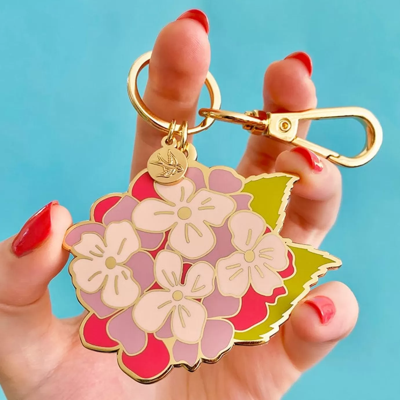 Erstwilder Heartfelt Hydrangea Key Ring* Enamel Key Rings