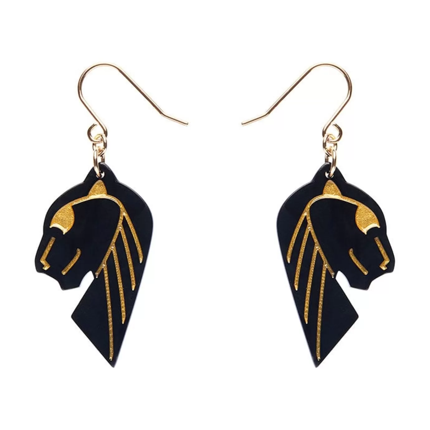 Erstwilder Jaguar Solid Black Resin Drop Earrings - Gold* Essential Earrings