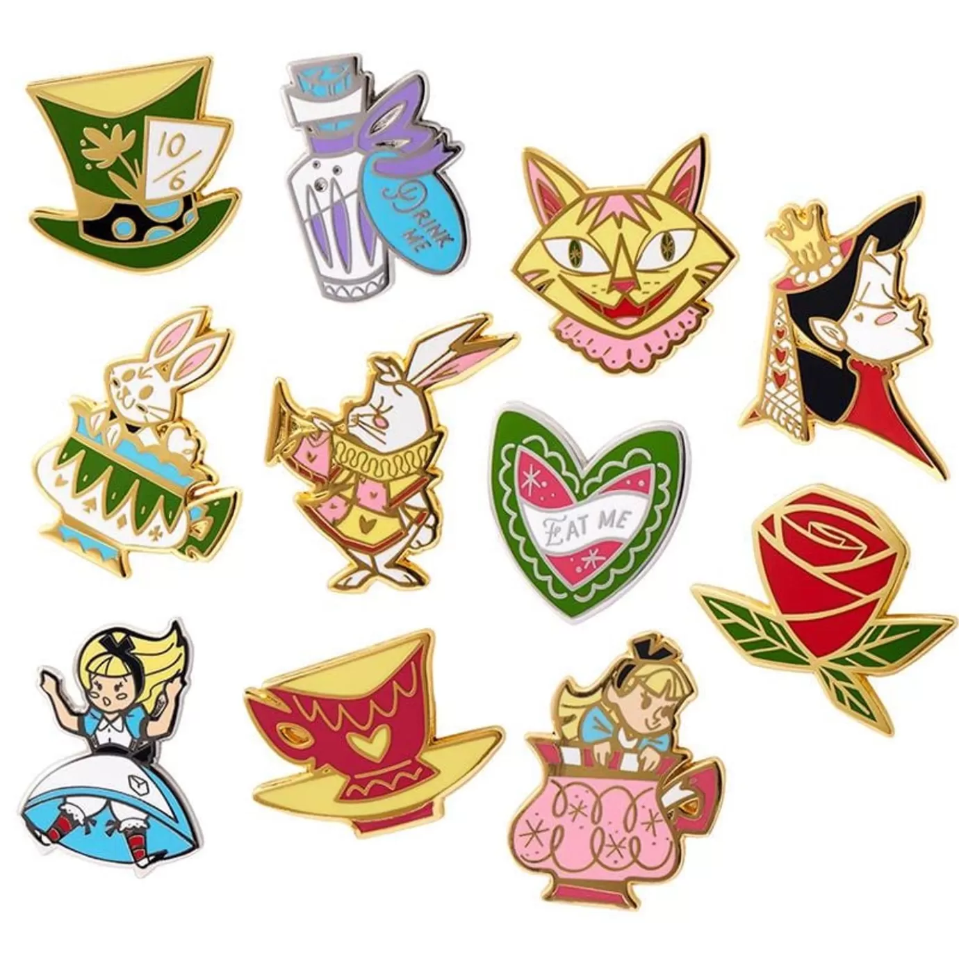Erstwilder Kitchy Witch Alice'S Wonderland Complete Pin Pack - 11 Piece* Enamel Pins